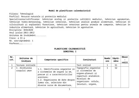 DOC MODEL DE PLANIFICARE ANUALĂ DOKUMEN TIPS