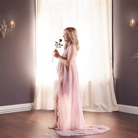 Sexy Maternity Dresses For Photo Shoot Split Chiffon Robe Femme