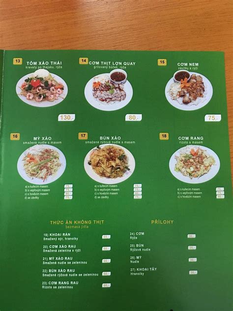 Menu At Pho Viet Restaurant St Nad Labem