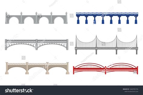 Various Types Bridges Made Concrete Metal Stock Vector (Royalty Free ...