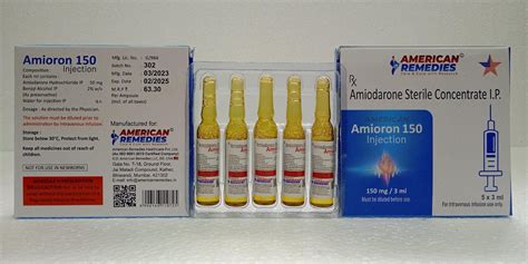 BUY Amioron 150mg Amiodarone Sterile Concentrate 150mg 3ml By