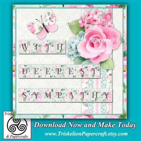 Printable With Deepest Sympathy 3d Decoupage Card Front Card Etsy