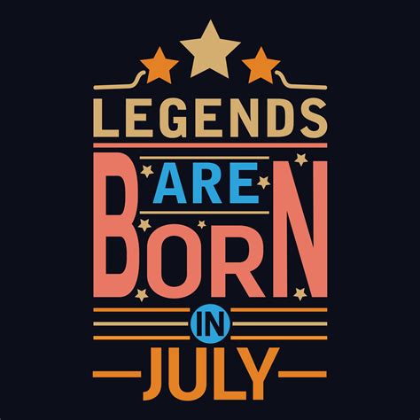 Legends Are Born In July Typography Motivational Quote Design