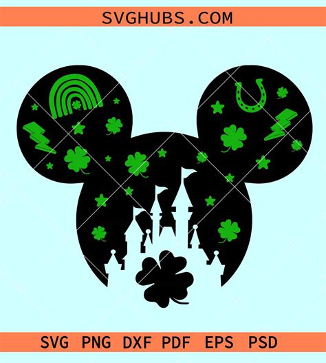 Mickey Head Clovers Svg Disney Mickey St Patrick Day Svg Mickey St