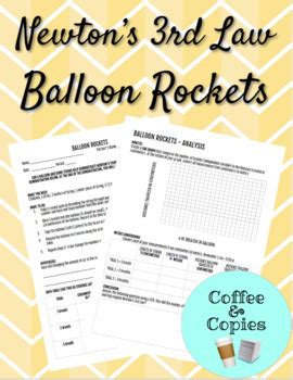 Newton's 3rd Law Balloon Rocket Lab by Coffee and Copies | TpT