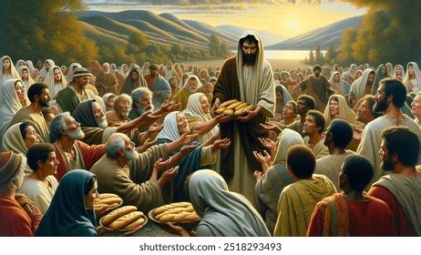jesus feeds  people ai generated image  shutterstock