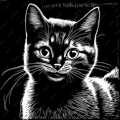 Premium Vector Cat Head Sketch Hand Drawn Engraved Style Illustration