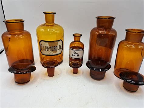 5 X Pharmacy Bottles With Stopper Glass Catawiki