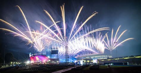 Beautiful Colorful Fireworks Of The Commonwealth Games Opening Ceremony