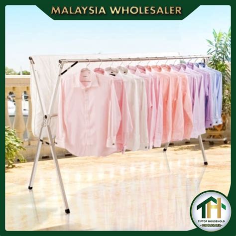 Foldable Extendableampaian Baju Stainless Steel Cm Double Pole