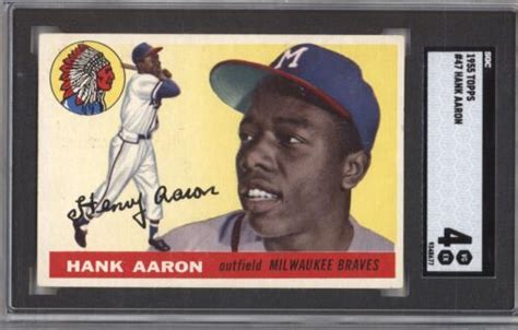 HANK AARON SGC 4 1955 TOPPS BASEBALL 47 BRAVES HOF 8677 EBay