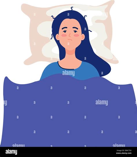 Woman On Bed With Insomnia Vector Design Stock Vector Image And Art Alamy