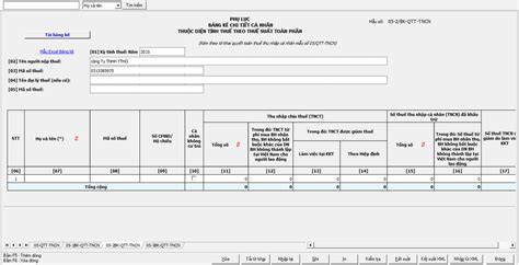 Cách điền vào phụ lục tờ khai 05 1 BK QTT TNCN YTHO