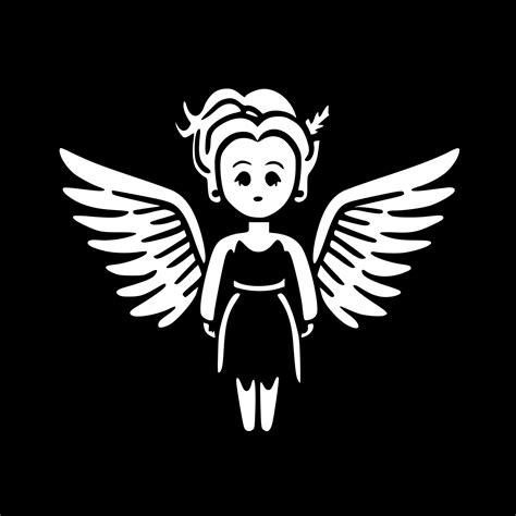 Angel, Black and White Vector illustration 23618890 Vector Art at Vecteezy