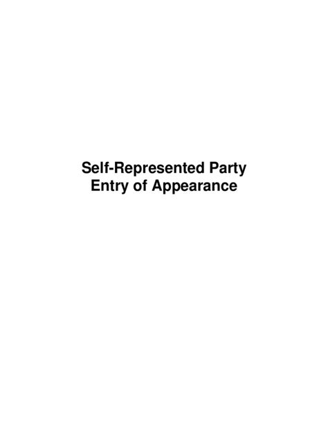 Fillable Online Self Represented Party Entry Of Appearance Assessment