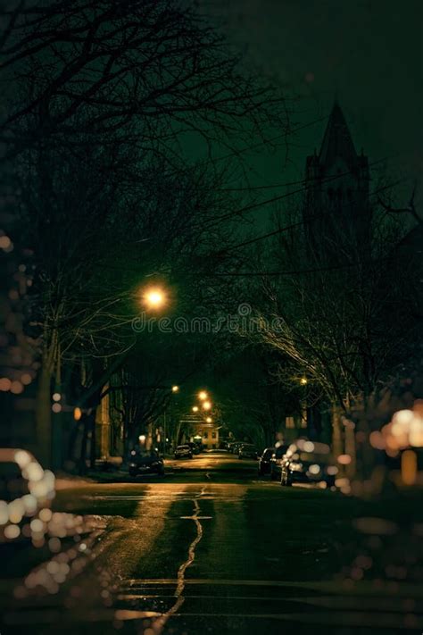 Dark City Street at Night stock photo. Image of outdoors - 95533610