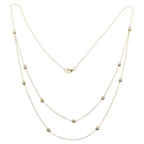 160 Carat 10 Station Diamond By The Yard Necklace 14 Karat Yellow Gold For Sale At 1stdibs