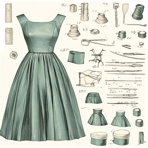 visual   detailed sewing pattern   dress   components