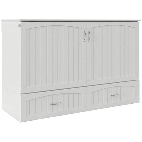 Bowery Hill Traditional Wood Queen Murphy Bed Chest In White EBay