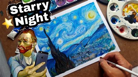 CÓMO PINTAR LA NOCHE ESTRELLADA de VAN GOGH con ACUARELA PASO A PASO