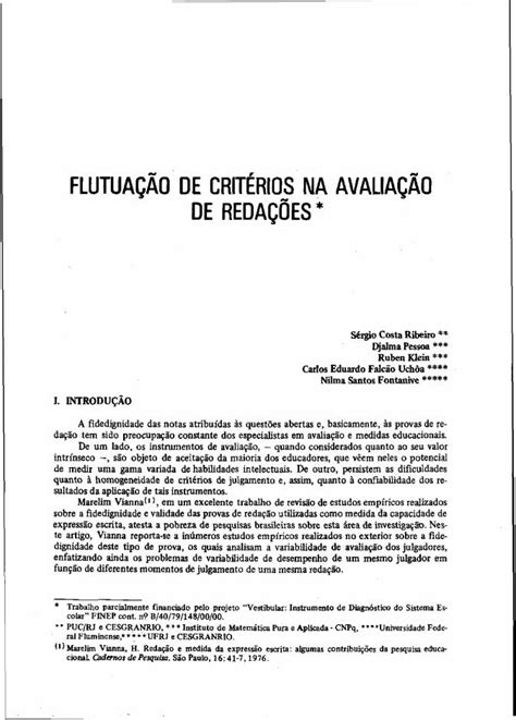 Pdf Flutua O De Crit Rios Na Avalia O De Reda Es Em Particular