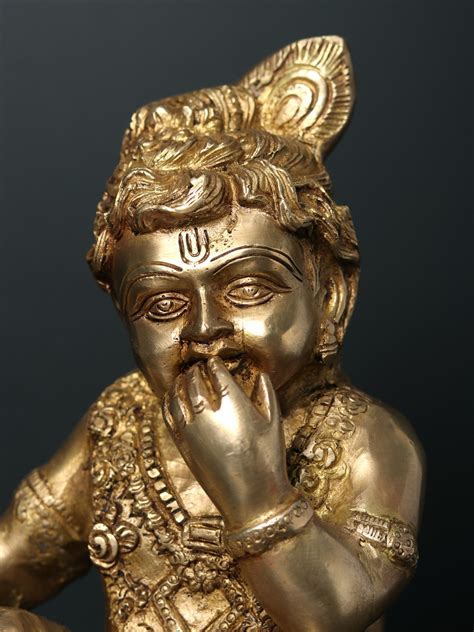 Baby Krishna The Butter Thief Brass Statue Exotic India Art