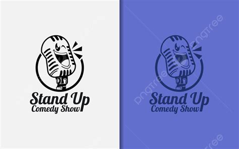 Stand Up Comedy Logo Design With Funny Microphone Character Design