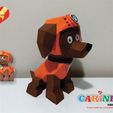 Zuma Patrulha Canina Low Poly Papercraft Arquivo Digital Elo