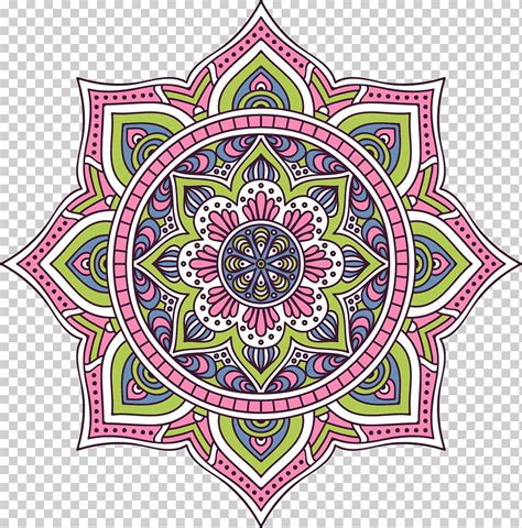 Ilustraci N De Flor Rosa Verde Y Blanca Mandala Budismo Euclidiano