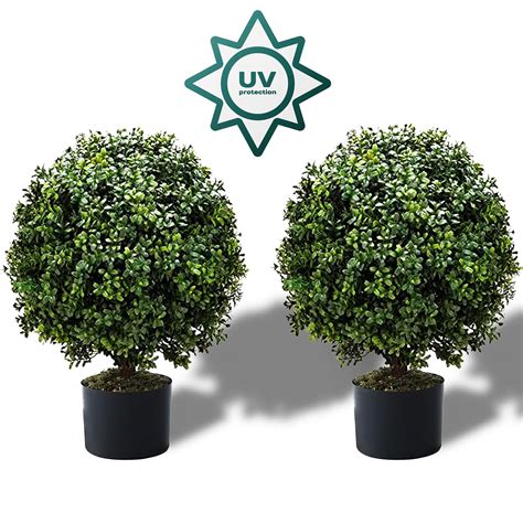 24 T Artificial Boxwood Ball Topiary Tree Set Of 2 Pre Potted