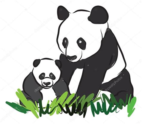 Two Pandas Drawing Illustration Stock Vector MoniQcCa 131646718