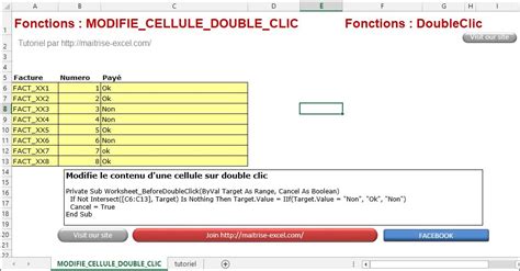 Excel 2013 Comment Modifier Le Contenu D’une Cellule Sur Double Clic Sur Excel Vba En Moins De