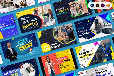 Business YouTube Thumbnails | Social Media Templates ~ Creative Market