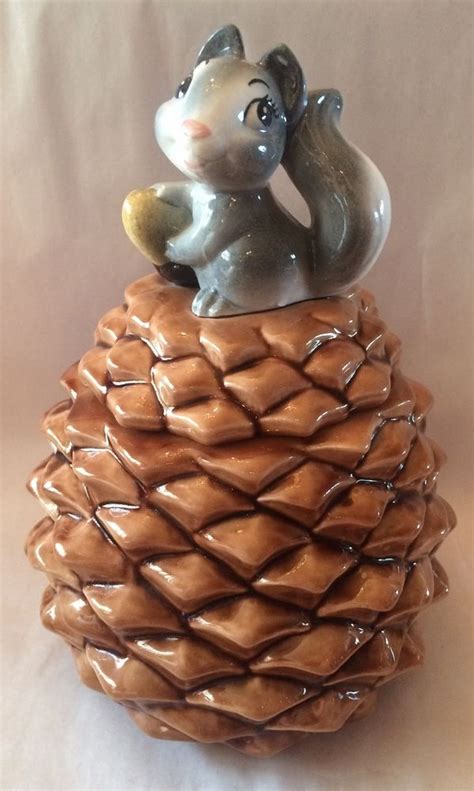 Vintage Squirrel Cookie Jar Metlox Storybook Acorn Pinecone 1960s