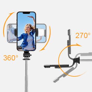 Gritin Bluetooth Selfie Stick Stativ mit Fülllicht 4 in 1 Erweiterbar