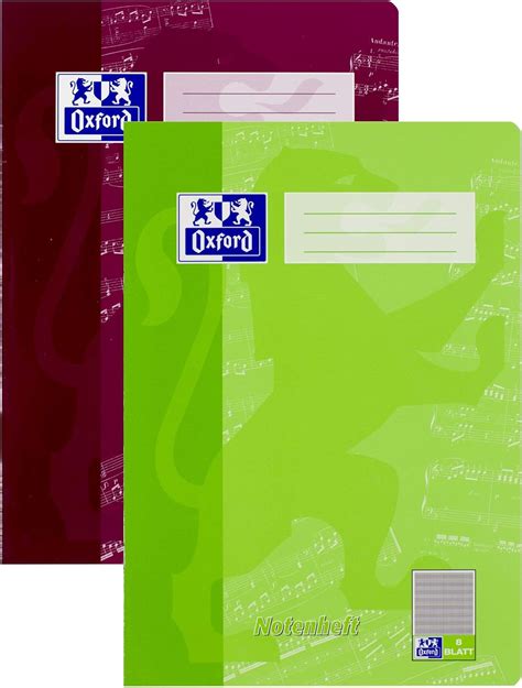 Oxford Notenheft A4 Lineatur 14 8 Blatt grün und violett 15er Pack