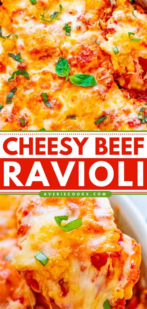 Cheesy Beef Ravioli With Meat Sauce Averie Cooks