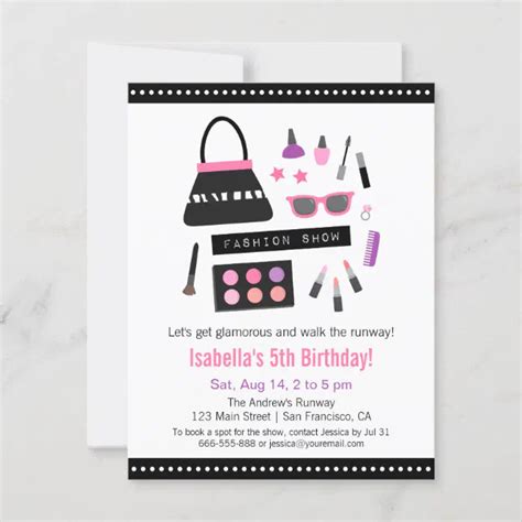 Makeup Fashion Show Birthday Party Invitations Zazzle