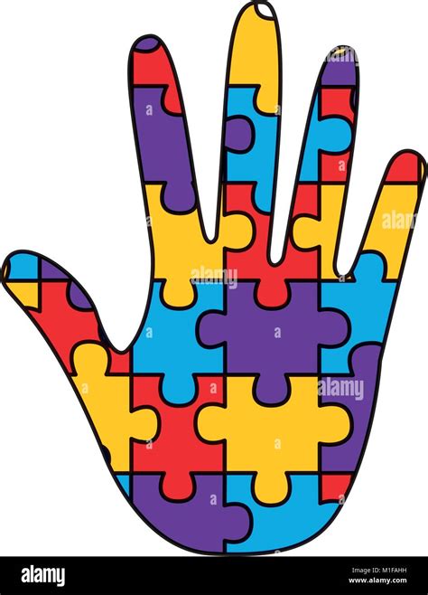 Hand Made Puzzle Pieces For Autism Awareness Care Stock Vector Image