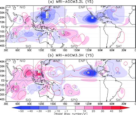 Projected Future Changes In Foc Contours Tcs Per Year Superposed On