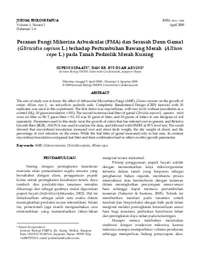 Peranan Fungi Mikoriza Arbuskular Fma Dan Serasah Daun Gamal