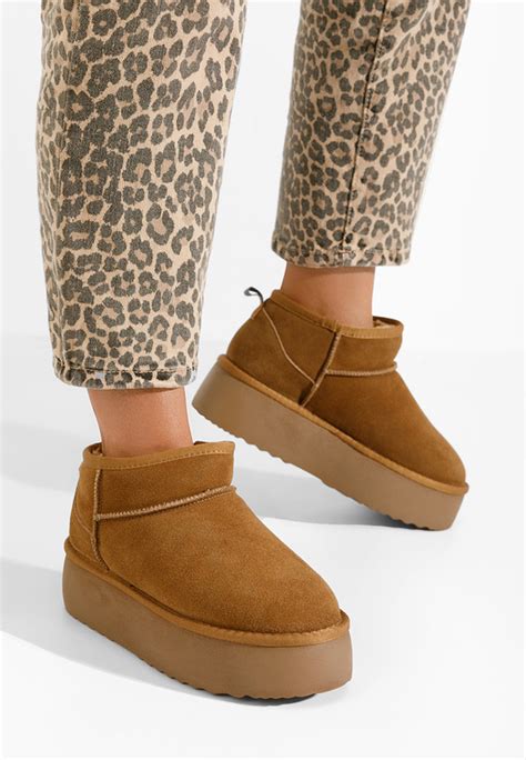 Cizme Tip Ugg Din Piele Natural Scurte Lungi Negre Dukessa