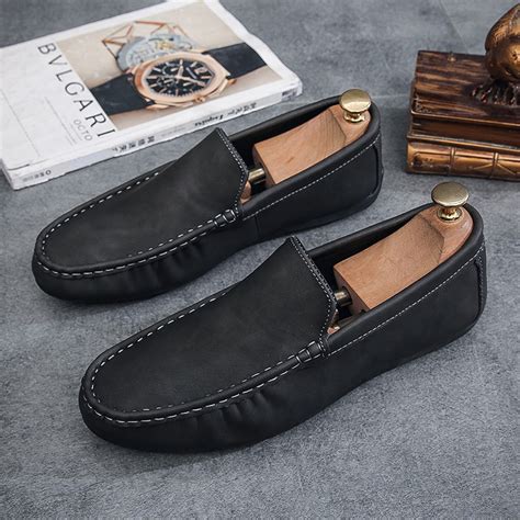 Factory Wholesale Men Casual Slip On Flats Shoes Male Driving Footwear