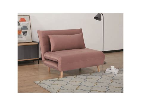 Fauteuil Convertible Velours Kikou Cm Couleur Vieux Rose Conforama