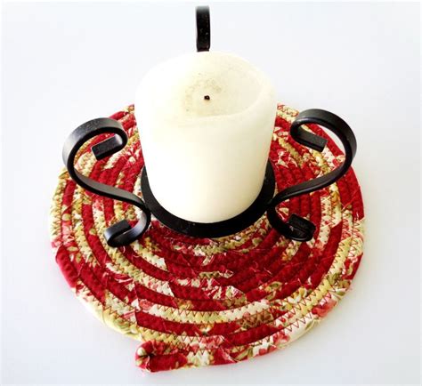 LAST CALL Burgandy Coiled Fabric Trivet Clothesline Trivet Plant Coaster Hot Pad Mouse
