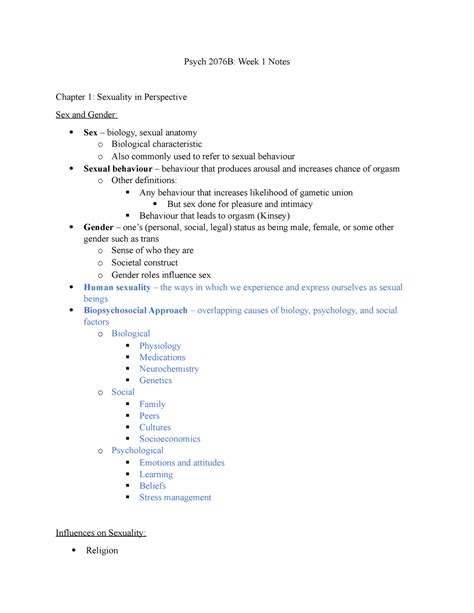 Psych 2076 Week One Notes Psych 2076B Week 1 Notes Chapter 1