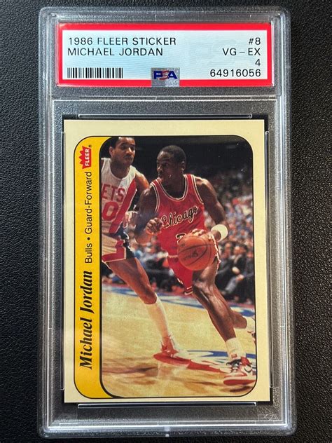 MICHAEL JORDAN PSA 4 1986 FLEER BASKETBALL STICKER 8 ROOKIE CARD RC