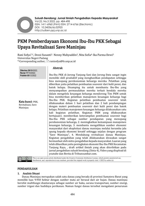 PDF PKM Pemberdayaan Ekonomi Ibu Ibu PKK Sebagai Upaya Revitalisasi