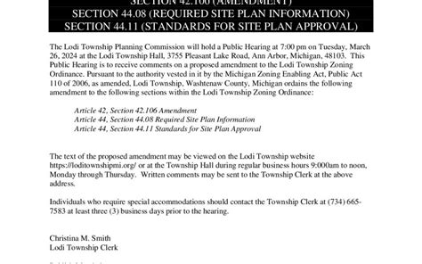 Area Plan Public Hearing Notice 03262024 Lodi Township