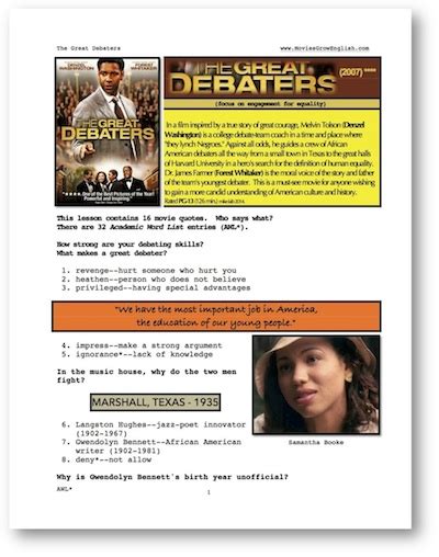 Movies Grow English Interactive ESL Lessons The Great Debaters